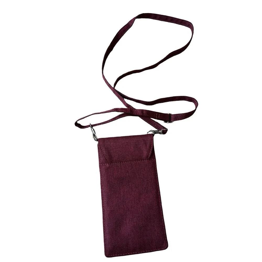 Cell Phone Crossbody Bag Wallet Burgundy Credit Card Holder Travel Mini Purse